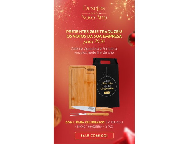 Conjunto para Churrasco em Bambu - 3 pe�as