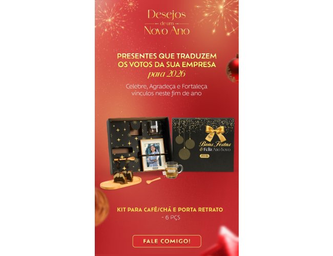 Kit para caf� ou ch� e porta retrato - 6 pe�as